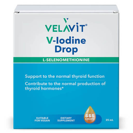 Velavit V Iodine Drop 25 ml iyot damla, sıvı form, 150 µg iyot ve 10 µg selenyum, 11+ için günde 1 damla- 1