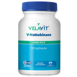Velavit V-Nattokinase Fermente Soya Fasulyesi Ekstresinden Gelen Nattokinaz Içeren Takviye Edici Gıda 30 Kapsül - Velavit