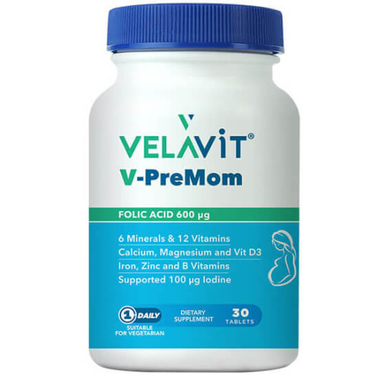 Velavit V Premom 30 Tablet hamilelik desteği 30 tablet folik asit 600 µg demir 15 mg D3 10 µg- 1