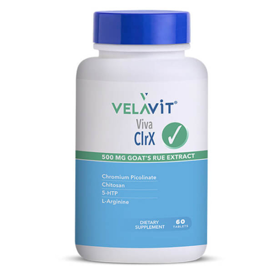 Velavit Viva CLRX 60 tablet takviye, keçisedefotu ekstresi 500 mg, krom 200 mcg, L-arjinin, kitosan, 5-HTP- 1