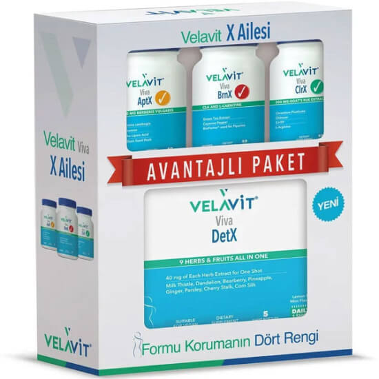 Velavit X Avantajlı Paket Diyet paketi kutuları kapsül tablet ve likit CLA 350 mg L-Karnitin 200 mg Yeşil çay 200 mg- 1