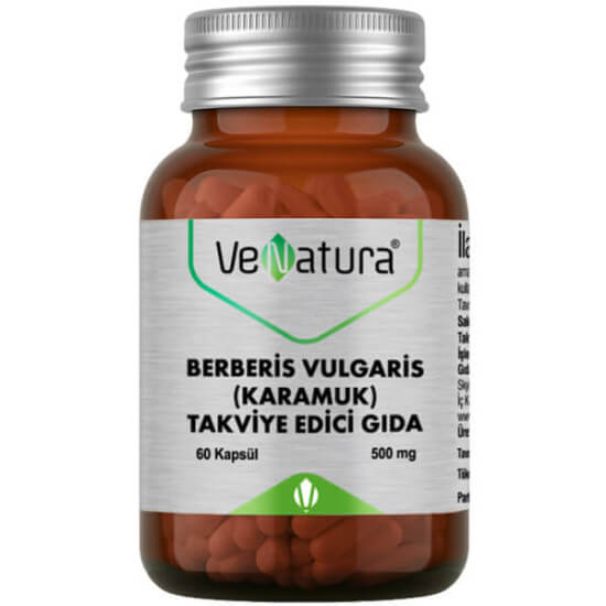 Venatura Berberis Vulgaris 60 kapsül 500 mg karamuk ekstresi bitkisel kapsül takviye edici gıda kutu görseli- 1