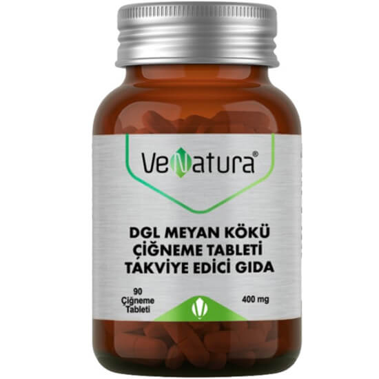 Venatura DGL meyan kökü 90 çiğneme tablet 1 tablette 400 mg meyan kökü ekstresi çilek mentol aromalı stevyalı- 1