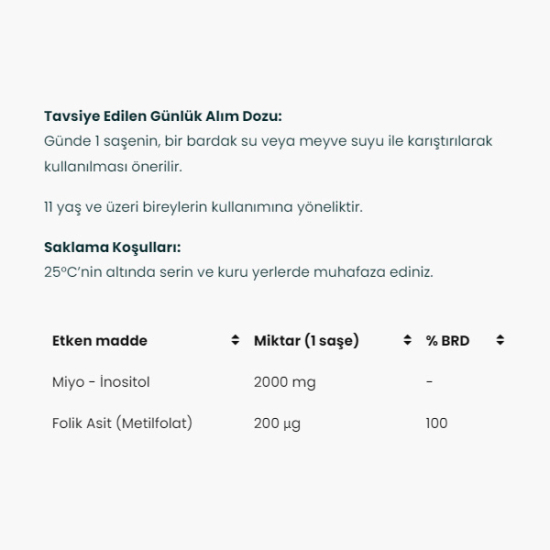 Venatura İnositol Ve Folik Asit (Metilfolat) 20 Saşe - 2