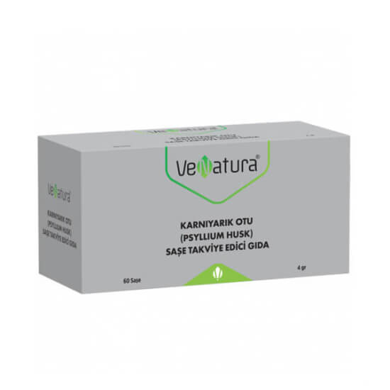 Venatura Psyllium Husk Karnıyarık Otu 60 saşe, saşe başı 4000 mg Plantago ovata içeren toz bitkisel lif takviyesi- 1
