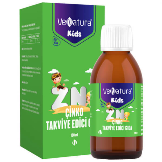 Venatura Kids Çinko 100 ml sıvı takviye, 2,5 ml’de 7,5 mg çinko %75 BRD, 4-10 yaş çocuklar için- 1