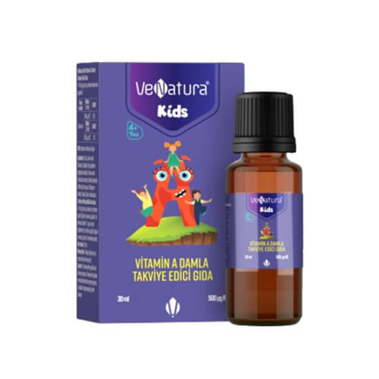 Venatura Kids Vitamin A damla 30 ml 500 µg RE ahududu aromalı A vitamini takviyesi 4 yaş+ çocuk ve yetişkin- 1