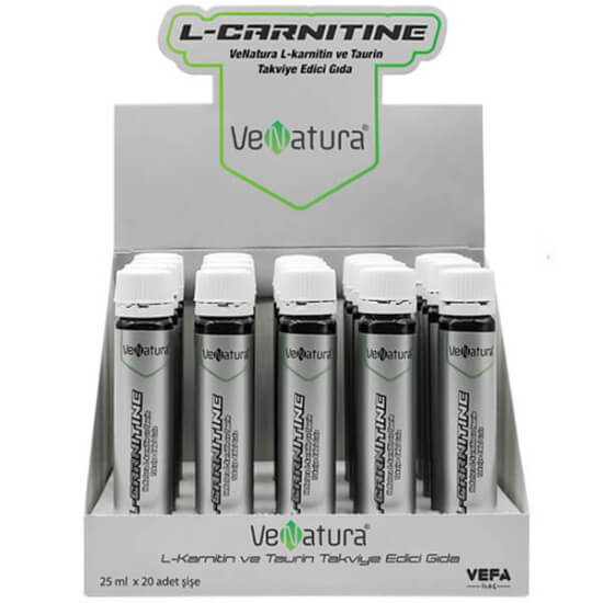 Venatura L-Carnitine ve Taurin sıvı 25 ml x 20 şişe takviye, 12,5 ml’de 1500 mg L-karnitin 210 mg taurin- 1