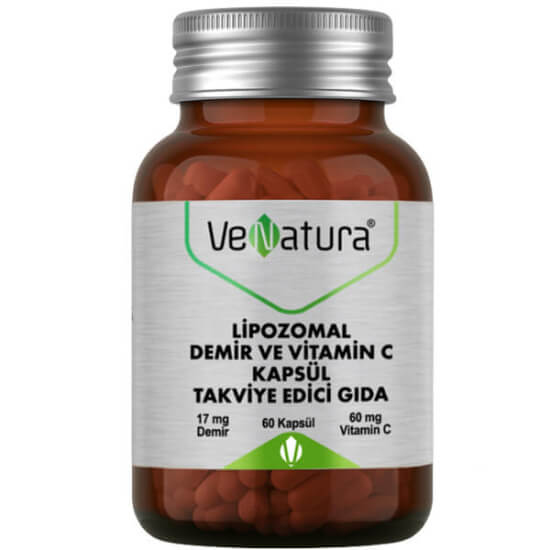 Venatura Lipozomal Demir ve Vitamin C 60 kapsül, lipozomal demir 17 mg ve C vitamini 60 mg içeren takviye- 1