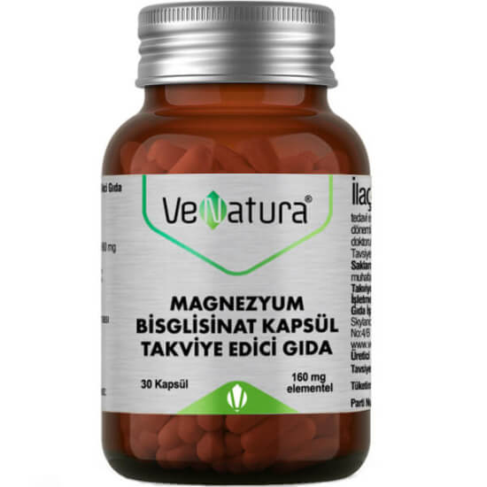 Venatura Magnezyum Bisglisinat 30 kapsül takviye, kapsül form, 160 mg elementel magnezyum, 11 yaş ve üzeri- 1