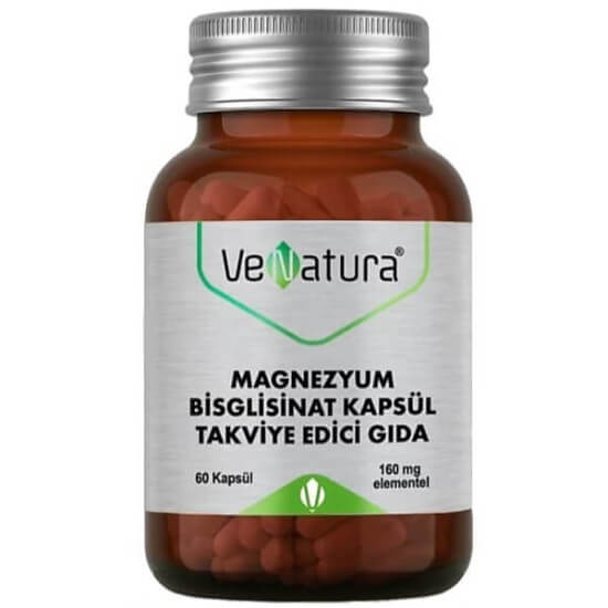 Venatura Magnezyum Bisglisinat 60 kapsül takviye edici gıda, kapsül başına 160 mg elementel magnezyum- 1