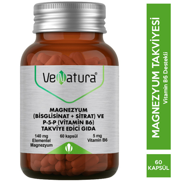 Venatura Magnezyum Bisglisinat Sitrat P 5 P Vitamin B6 60 Kapsül