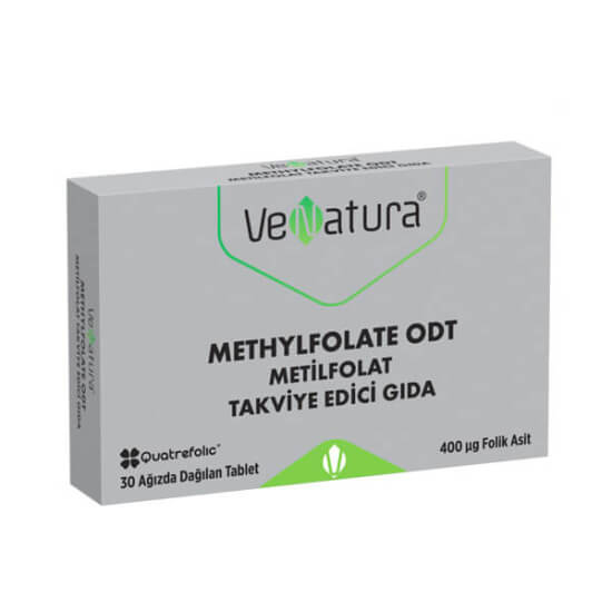 Venatura Metilfolat ODT 30 ağızda dağılan tablet, her tablette 400 µg metilfolat folik asit, takviye edici gıda- 1