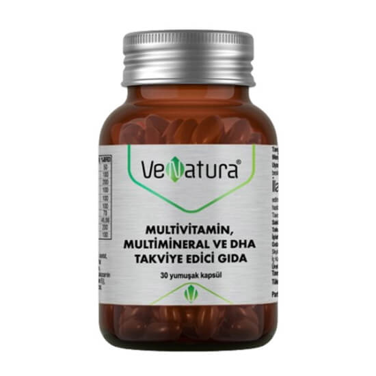 Venatura Multivitamin Multimineral ve DHA 30 kapsül yumuşak kapsül 375 mg balık yağı omega-3 EPA DHA C D B12- 1