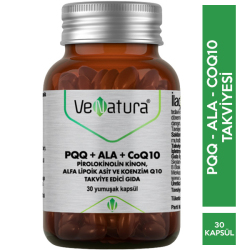Venatura - Venatura PQQ + ALA + CoQ10 30 Kapsül Pirolokinolin Kinon Alfa Lipoik Asit ve Koenzim Q10 Takviyesi Venatura - Venatura PQQ + ALA + CoQ10 30 Kapsül Pirolokinolin Kinon Alfa Lipoik Asit ve Koenzim Q10 Takviyesi