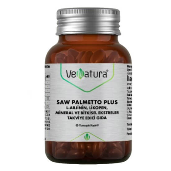 Venatura Saw Palmetto Plus 60 kapsül 300 mg cüce palmiye ekstresi 300 mg sakız kabağı yağı L-arjinin çinko- 1