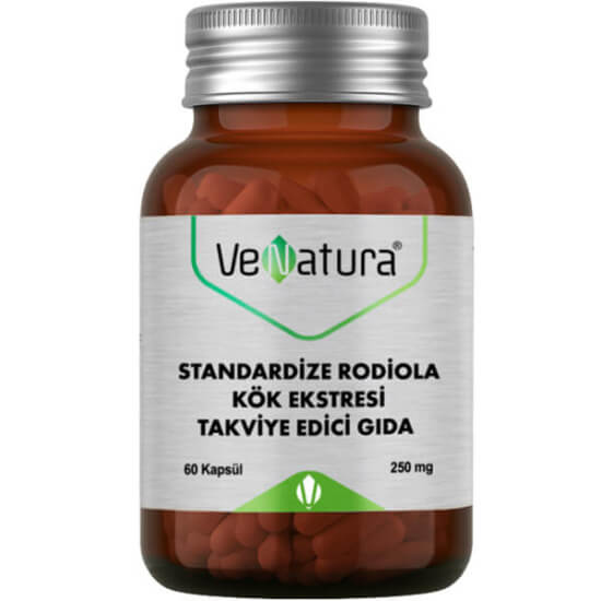 Venatura standardize Rodiola rosea kök ekstresi 60 kapsül, her kapsül 250 mg, 11,7 mg rosavin, 2,93 mg salidrozit- 1