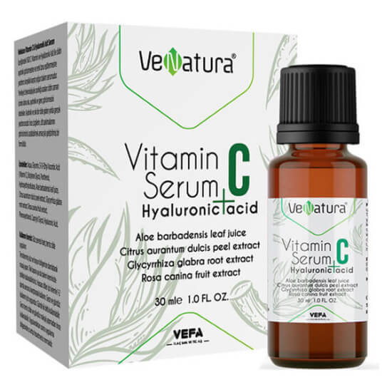 Venatura Vitamin C Hyaluronic Acid cilt bakım serumu 30 ml damlalıklı şişe, 3-O-Ethyl Ascorbic Acid C vitamini ve hyaluronik asit- 1