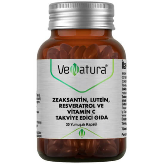 Venatura Lutein Zeaksantin 30 yumuşak kapsül, 60 mg C vitamini, 10 mg lutein, 10 mg resveratrol, 2 mg zeaksantin- 1