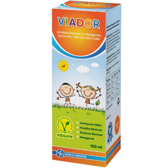 Viador Hindiba Ekstresi ve Manganez İçeren Şurup 150 ml 15 mlde 2,4 mg hindiba ekstresi 0,78 mg manganez 60 mg suteresi- 1