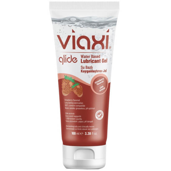 Viaxi Glide çilek aromalı kayganlaştırıcı jel 100 ml pratik kullanımlı kişisel bakım kozmetik jel şişesi- 1