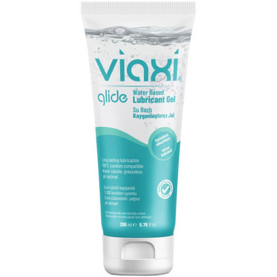 Viaxi Glide sade su bazlı kayganlaştırıcı jel 200 ml şişe, pratik kullanım için şeffaf kayganlaştırıcı jel içeriği- 1