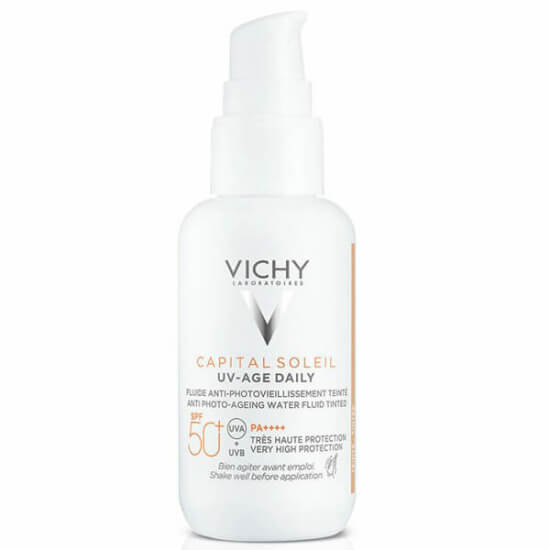 Vichy Capital Soleil UV Age Daily Tinted SPF 50 40 ml yaşlanma karşıtı renkli yüz güneş kremi UVA UVB koruma- 1