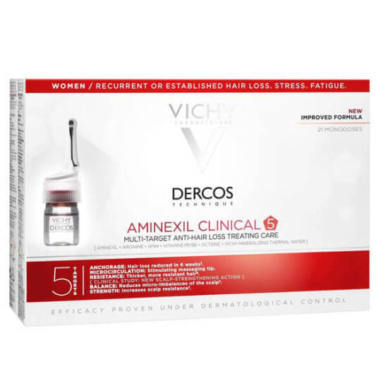 Vichy Dercos Aminexil Clinical 5 Women 21x6 ml kadınlara özel saç dökülme karşıtı ampul serum Aminexil Arginin- 1