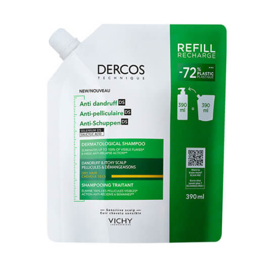 Vichy Dercos Anti Dandruff kepek karşıtı şampuan 390 ml refil, kuru saçlar için, kepek giderici bakım- 1