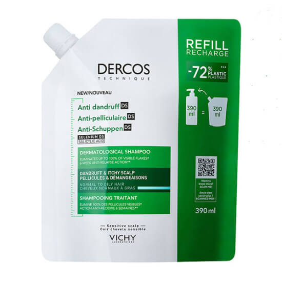 Vichy Dercos Anti Dandruff kepek karşıtı şampuan 390 ml refill normal ve yağlı saçlar için Selenyum DS salisilik asit- 1