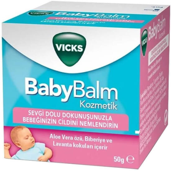 Vicks Baby Balm bebek bakım kremi 50 ml nemlendirici yatıştırıcı bakım aloe vera biberiye lavanta içerir- 1
