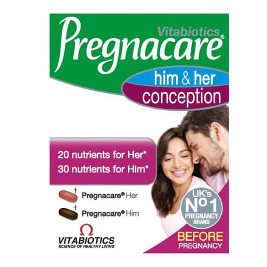 Vitabiotics Pregnacare Him and Her Conception 60 tablet kadın erkek multivitamin mineral destek L-arjinin içeriği- 1