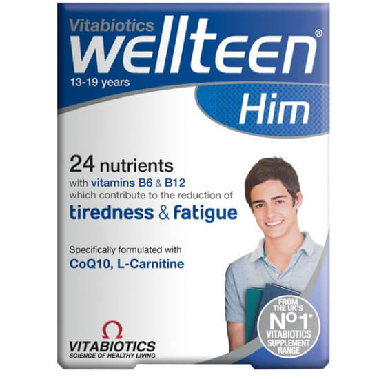Vitabiotics Wellteen Him 30 tablet 13-19 yaş genç erkekler için gıda takviyesi magnezyum 94 mg demir 11 mg- 1