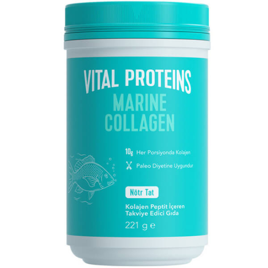 Vital Proteins Marine Collagen nötr tat 221 g toz; 10 g porsiyonda 10000 mg hidrolize balık kolajeni, sıcak soğuk içeceklerle- 1