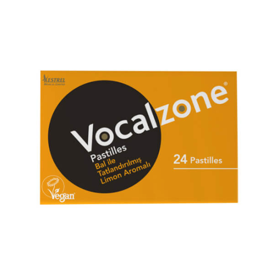 Vocalzone ballı limonlu pastil 24lü vegan sertifikalı mürrisafi reçine 10,60 mg levomentol 9,60 mg nane yağı 2,40 mg- 1
