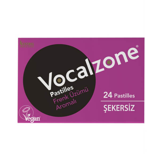 Vocalzone Frenk Üzümlü Pastil 24lü vegan sertifikalı şekersiz frenk üzümü aromalı mürrisafi reçine 10,20 mg- 1