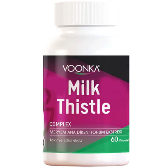 Voonka Milk Thistle 60 kapsül deve dikeni takviyesi 540 mg meryem ana dikeni ekstresi 432 mg silimarin- 1