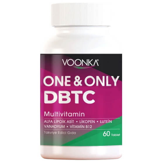 Voonka One Only DBTC Multivitamin 60 tablet, potasyum 300 mg, magnezyum 56,25 mg, C ve E vitamini içeren kutu- 1