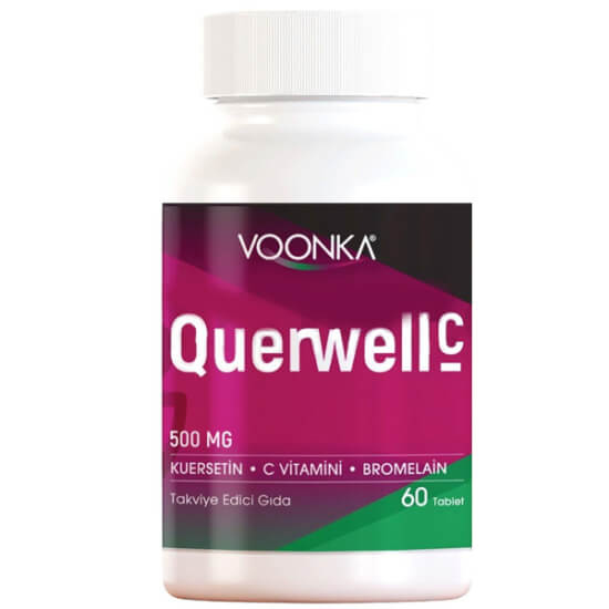 Voonka Querwell C 500 mg 60 kapsül kuersetin C vitamini bromelain çinko D vitamini bağışıklık antioksidan desteği- 1