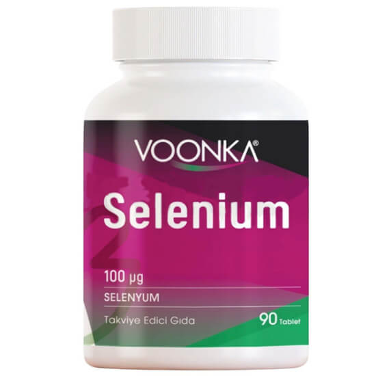 Voonka Selenium 90 kapsül 100 µg selenyum içeren takviye edici gıda, 90 kapsül kutu ambalaj ürün görseli- 1