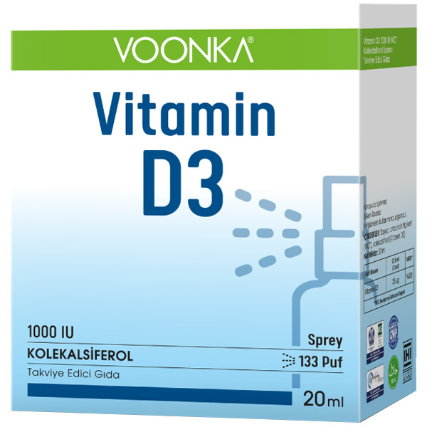 Voonka Vitamin D3 1000 IU Sprey 20 ML D Vitamini Takviyesi