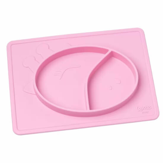 Wee Baby 925 Prime matlı tabak pembe dayanıklı plastik bebek çocuk yemek tabağı pratik kullanım şık tasarım- 1