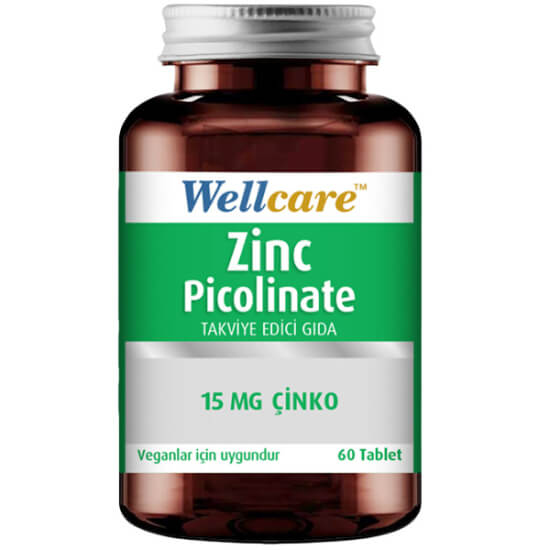 Wellcare Çinko Pikolinat 15 mg 60 kapsül takviye, gluten ve şeker içermez, veganlara uygun mineral kapsül- 1