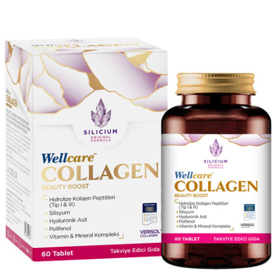 Wellcare Collagen Beauty Boost 60 tablet, Tip I-III hidrolize kollajen 1250 mg, C vitamini 50 mg, hyaluronik asit 50 mg- 1
