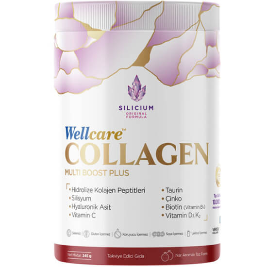 Wellcare Collagen Multiboost Plus toz 345 g 10000 mg kolajen peptitleri C vitamini çinko biotin şekersiz glutensiz- 1