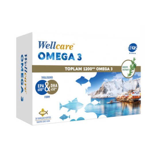 Wellcare Omega 3 1200 mg 30 softgel kapsül balık yağı takviyesi, trigliserid form, EPA 600 mg DHA 450 mg- 1