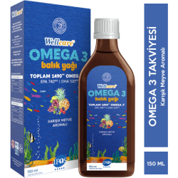 Wellcare - Wellcare Omega 3 Fish Oil 150 ML Karışı Meyve Aromalı Balık Yağı Wellcare - Wellcare Omega 3 Fish Oil 150 ML Karışı Meyve Aromalı Balık Yağı