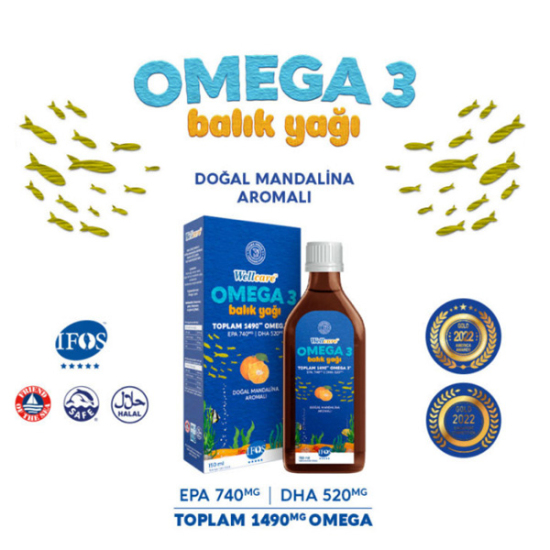 Wellcare Omega 3 Fish Oil 150 ML Mandalina Aromalı - 2