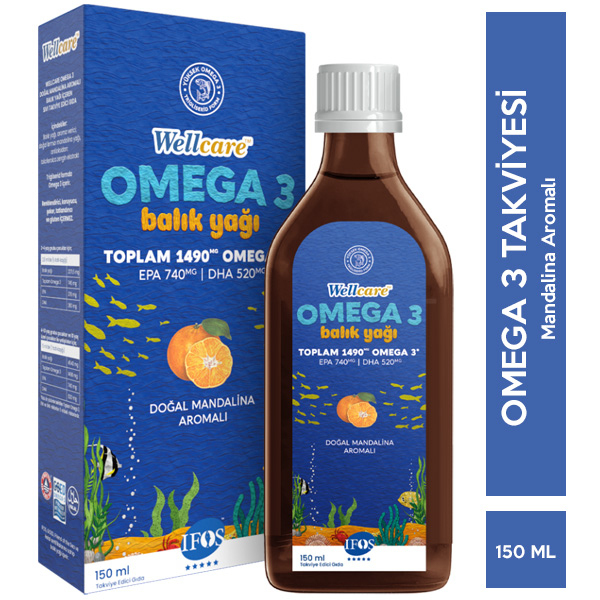 Wellcare Omega 3 Fish Oil 150 ML Mandalina Aromalı Nar Ecza