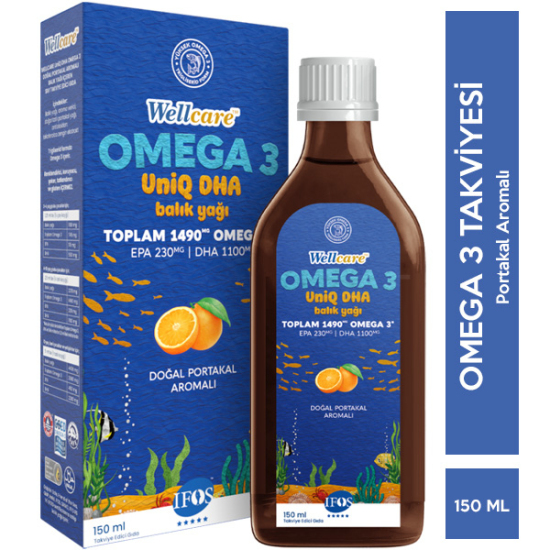 Wellcare Omega 3 Uniq Fish Oil 150 ML Portakal Aromalı - 1